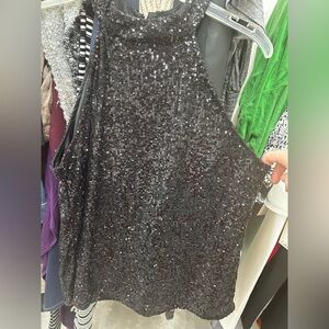 Cable & Gauge Black Sequin Tank Top